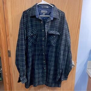 Bay Area Traders Blue & Green Plaid Button Down Shacket Men's Size XL Tall